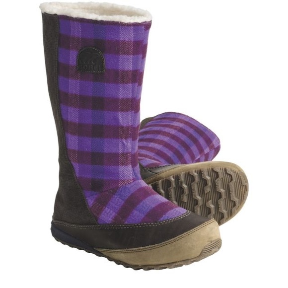 Sorel Shoes - Sorel Mackenzie Purple Plaid Tall Boots
